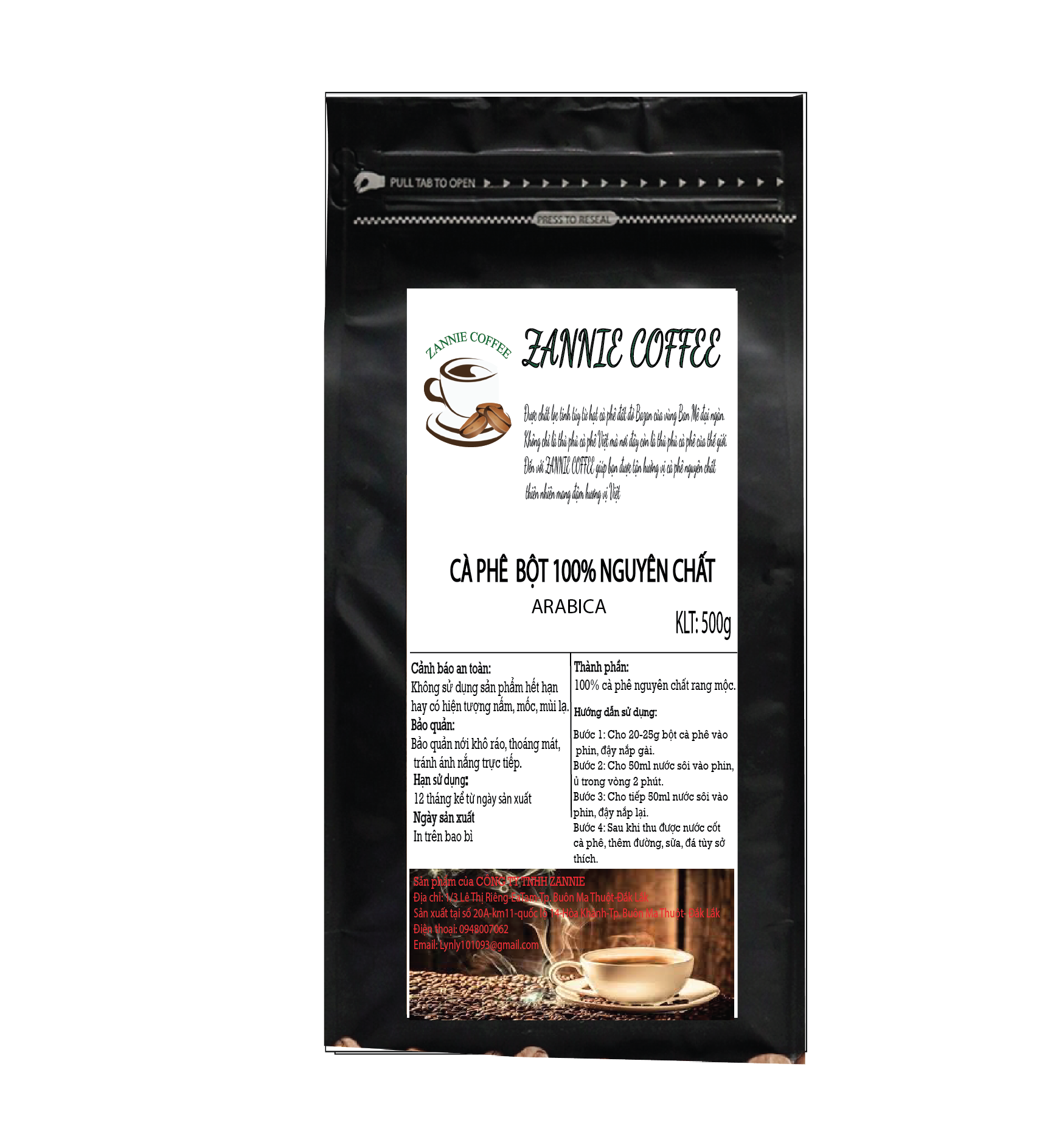 500gram Cà phê Arabica bột 100% nguyên chất