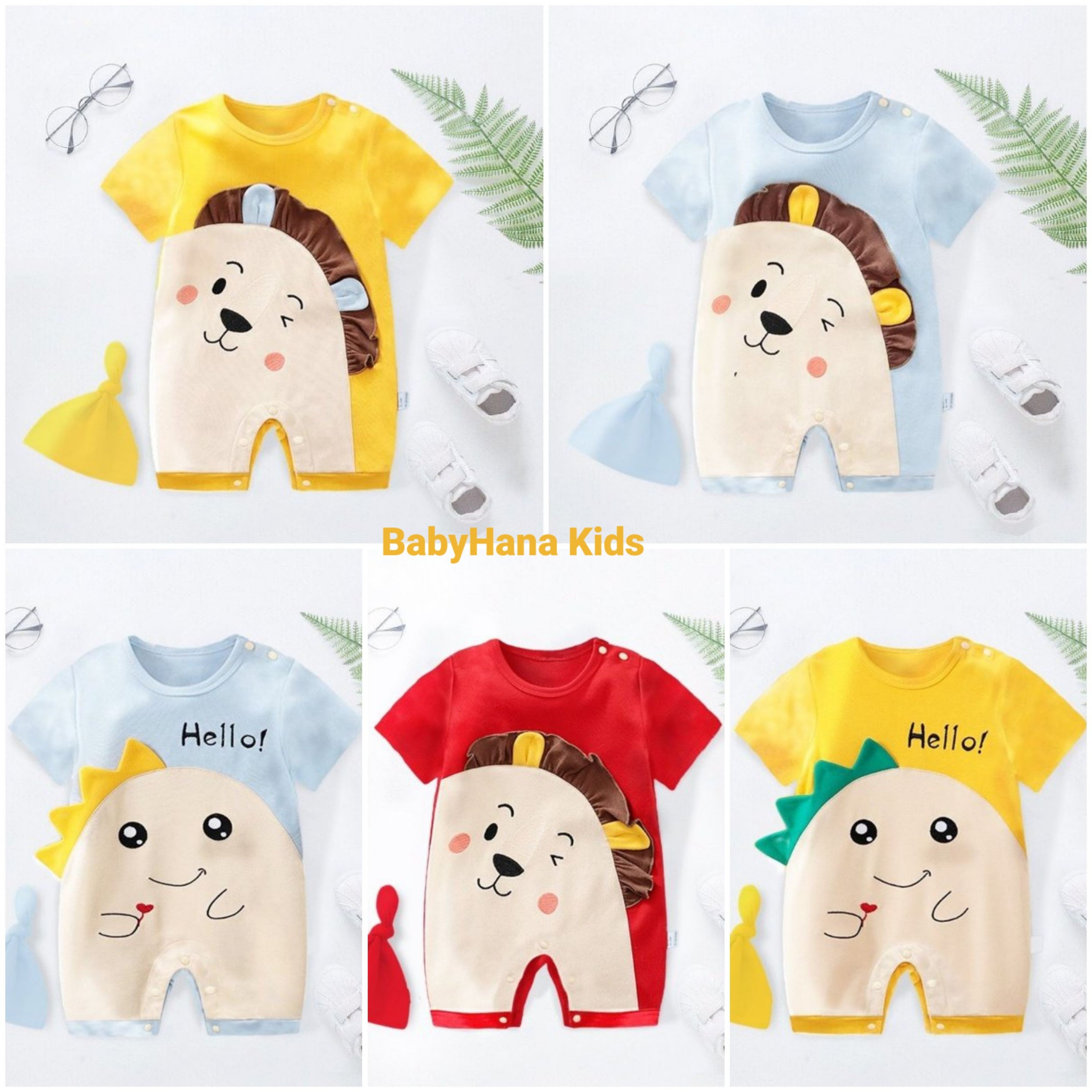 Body Đùi cho Bé Trai Bé Gái mẫu Quần áo trẻ em kèm mũ chất cotton cho trẻ từ 3-12kg
