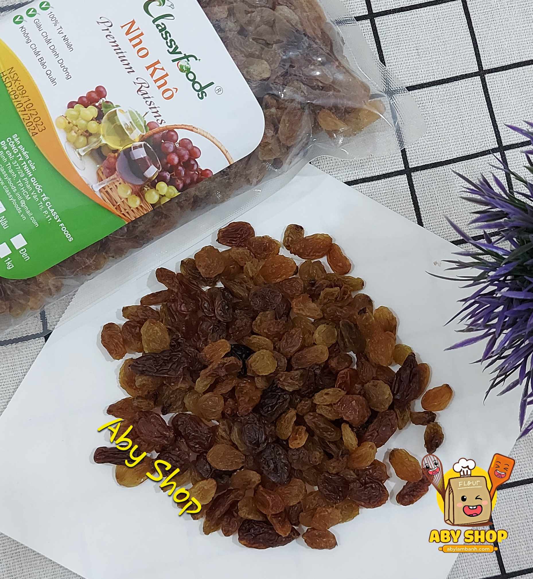 Nho khô nâu 100g Nho khô nâu Ấn Độ làm bánh trang trí bánh, ăn vặt