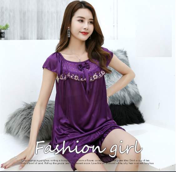 [Sale TẾT 3 Ngày] Đồ bộ nữ ngắn tay cổ nơ, màu tím đậm, dành cho nữ 38-58kg