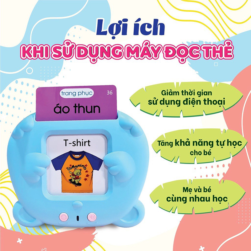Máy đọc thẻ flashcard song ngữ anh-việt 3 chế độ đọc: song ngữ anh-việt, tiếng việt, tiếng anh kèm phát nhạc