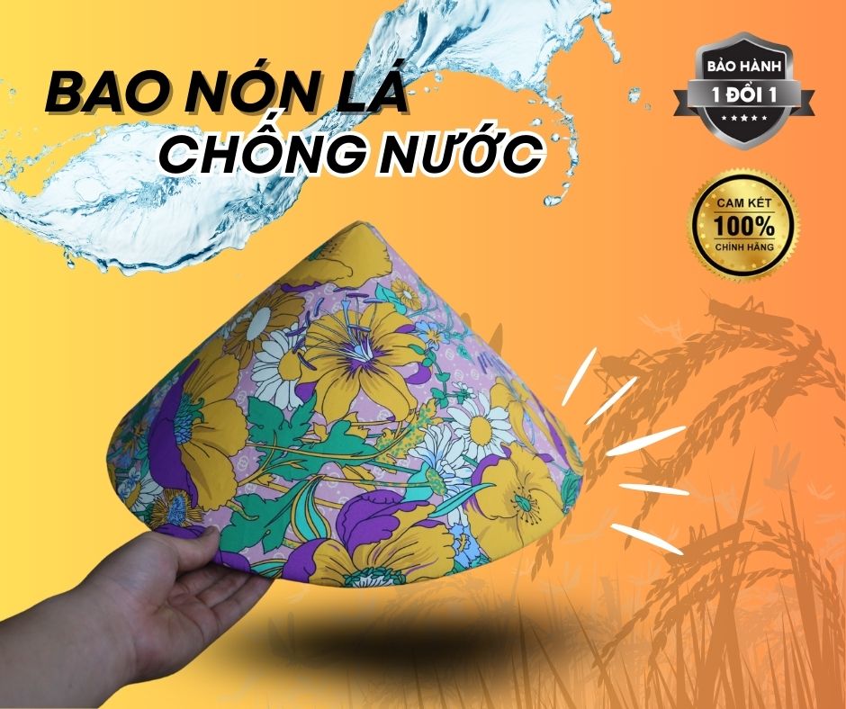 Bao bọc nón lá, miếng bảo vệ nón lá, có hoạ tiết, giúp tăng khả năng bền bỉ, tăng thẩm mĩ hơn và chống thấm nước hiệu quả