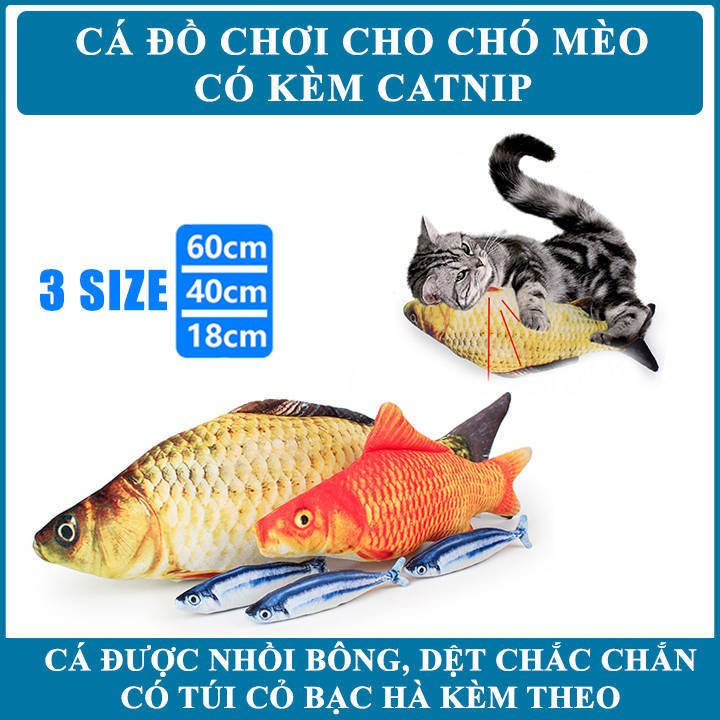 [HN] Cá Nhồi Bông Catnip Đồ Chơi Cho Mèo Vui Vẻ - Phụ Kiện Cho Thú Cưng
