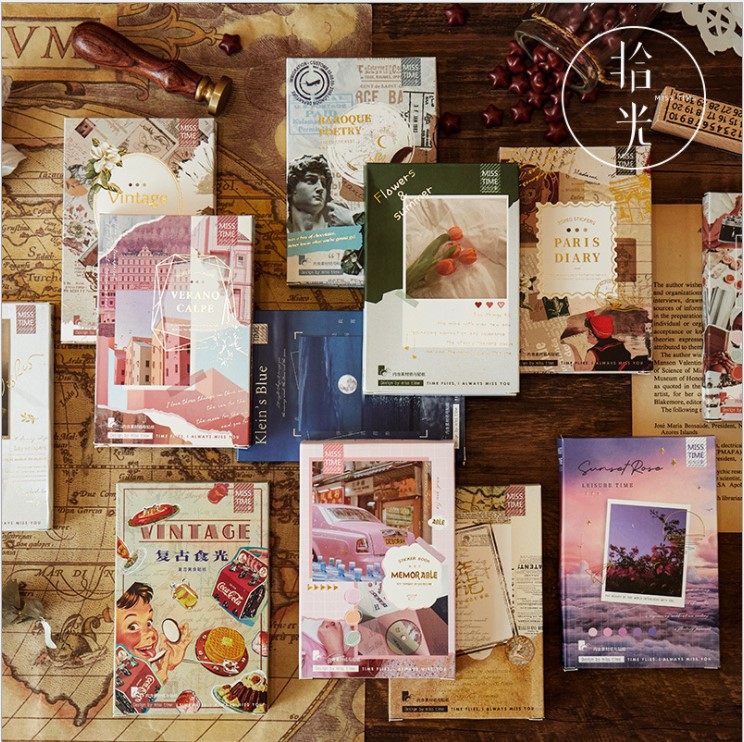 Bộ sticker trang trí sổ bullet journal retro cổ điển -Diary