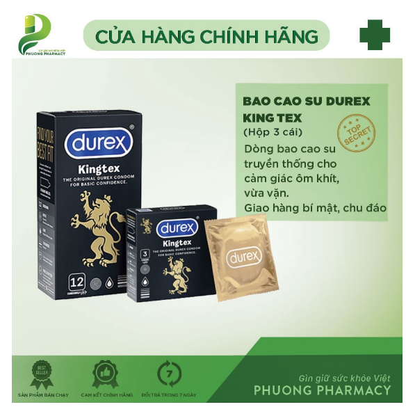 Bao cao su Durex Kingtex ôm sát, tăng kích cho cả hai, hộp 12 chiếc P163