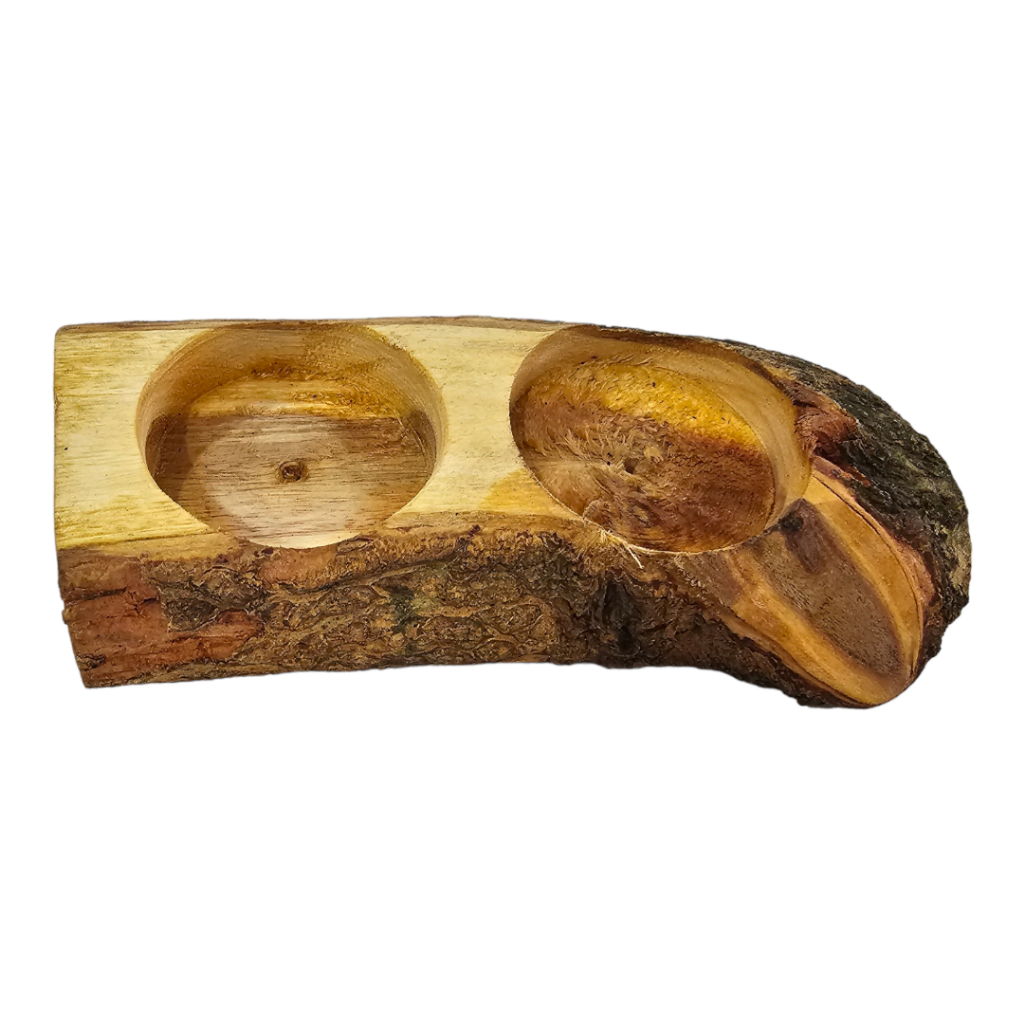 Chân đế gỗ đựng 2 nến tealight - gỗ thiên nhiên