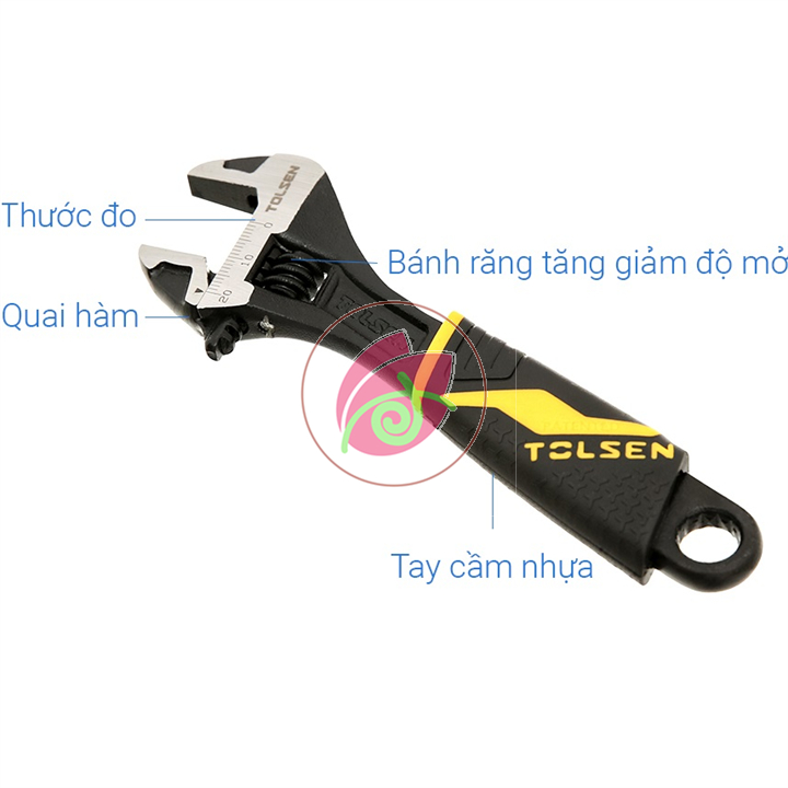 Mỏ lết cán nhựa đen 6in 150mm tolsen 15308