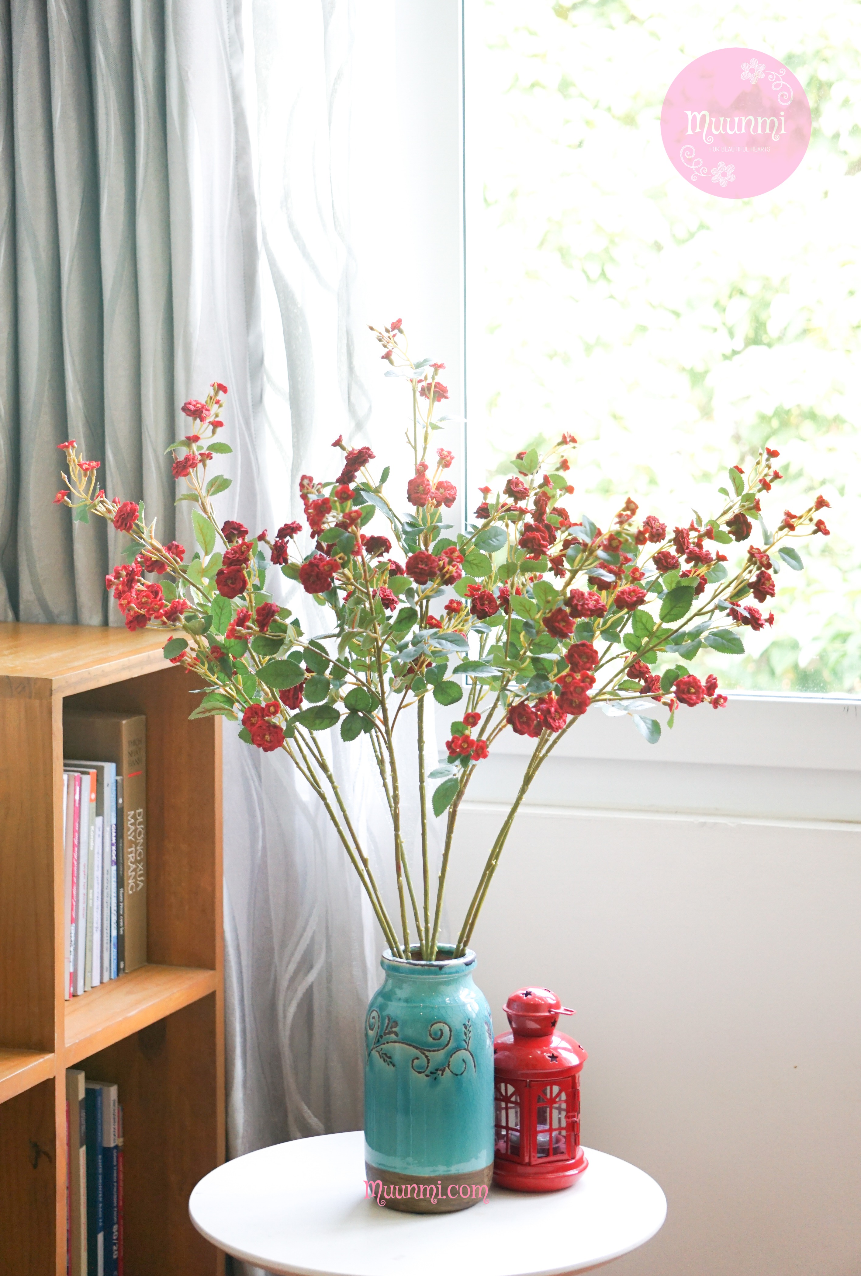 Hoa lụa 🌸  | Cành HOA NHÀI LEO màu ĐỎ mang sắc xuân đầy tinh tế và quyến rũ