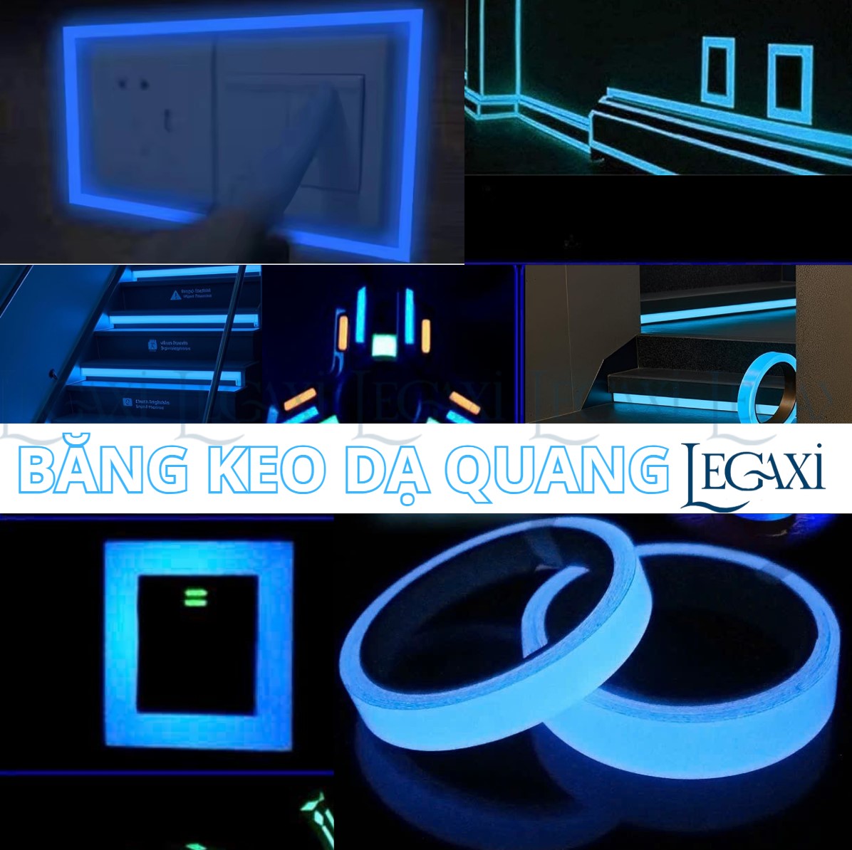 Băng keo dạ quang phát sáng dài 5 mét dán cầu thang, trang trí, ổ điện, xe đạp, xe oto Legaxi