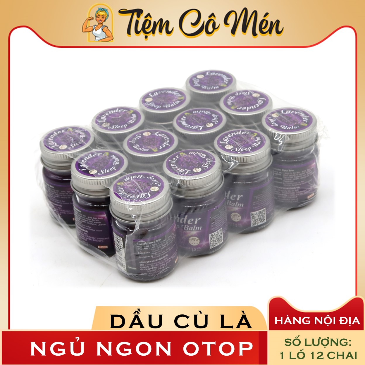 1 lốc 12 hũ dầu cù là lavender otop thái lan giúp ngủ ngon 15gr