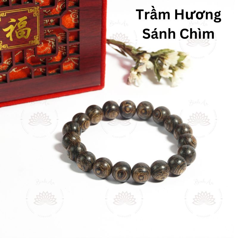 Vòng Tay Trầm Hương Hạt Tròn Sánh Chìm - Trầm Sánh Ghép - Size 8mm Đến 18mmTrầm Hương BÌNH AN