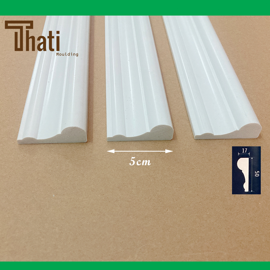 Phào chỉ nhựa, chỉ lưng 5cm trắng