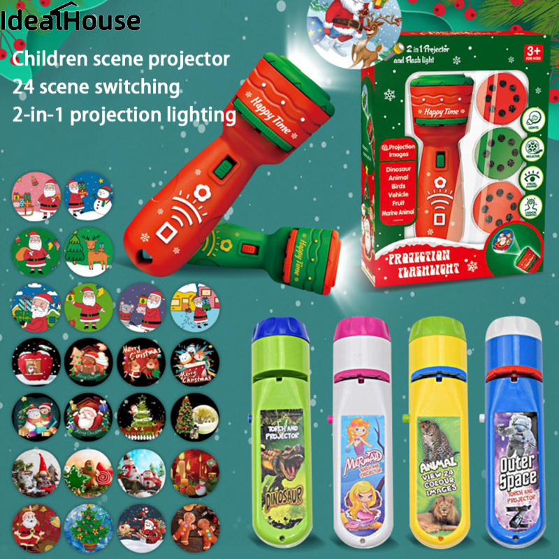 IDealHouse Children Christmas Projector Flashlight Cute Cartoon Animal