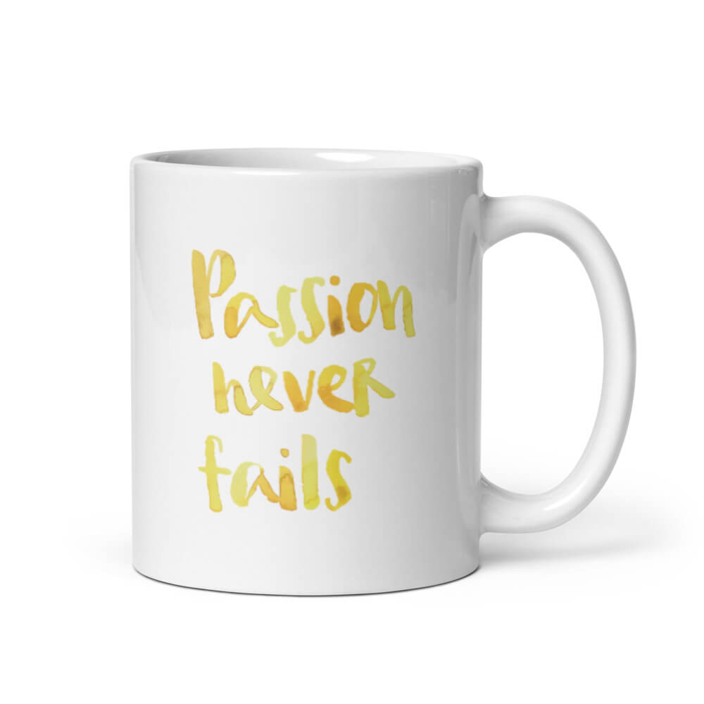 Ly Cốc Sứ Cao Cấp kiểu chữ hình Passion Never Fails