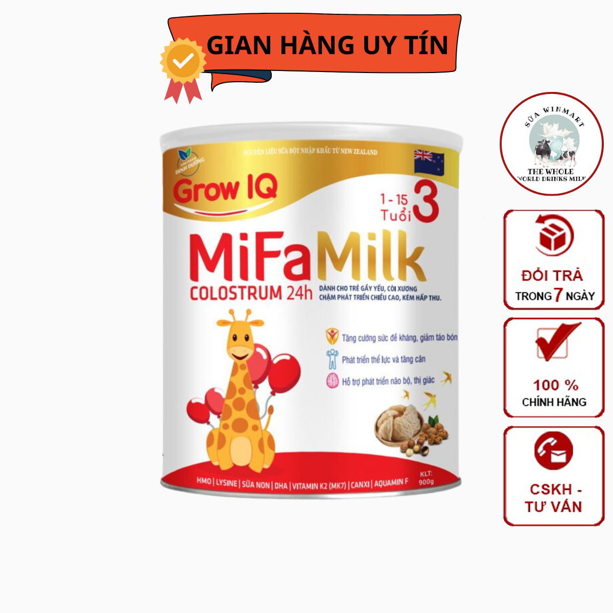 Sữa dinh dưỡng MIFAMILK GROW IQ 24H - dành cho trẻ gầy yếu, còi xương