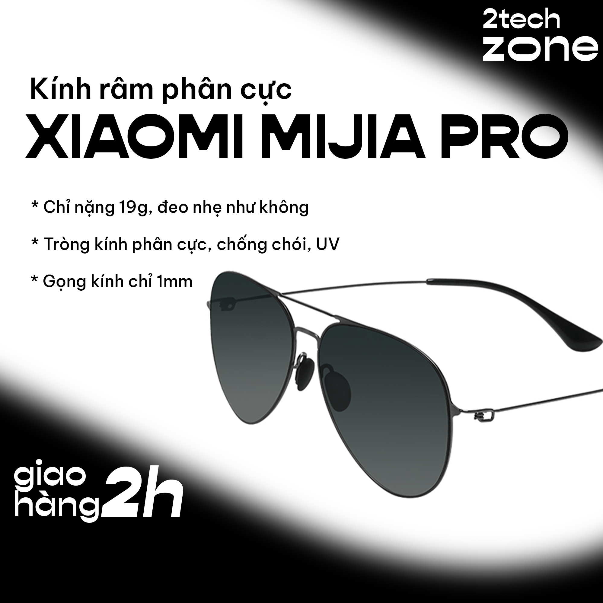 Kính râm phân cực Xiaomi Mijia Pilot Sunglasses Pro - Siêu nhẹ chỉ 19g, đeo thoải mái như không, chống tia UV, ánh sáng chói mặt trời, viền mỏng như tàng hình - Mắt kính thời trang Xiaomi