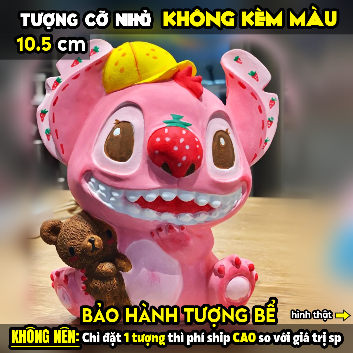 Tượng tô màu chọn mẫu, STITCH NGỒI SIÊU ĐÁNG YÊU, size L, tượng thạch cao (không kèm màu), tô tượng