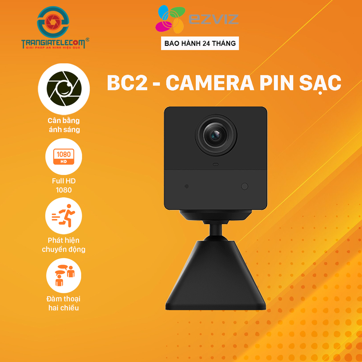 Camera dùng Pin sạc không dây Ezviz BC2 Mini đàm thoại 2 chiều - TRANGIATELECOM