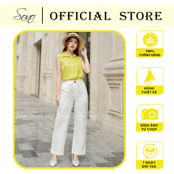 Sono - quần dài linen bản lưng lật