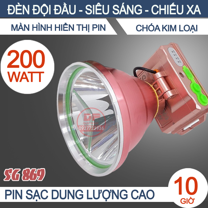 ĐÈN ĐỘI ĐẦU 200W PL 329 , 300W PL 869 , HIỂN THỊ PIN  , ĐÈN PIN LED SẠC ĐIỆN , SIÊU SÁNG CHỐNG NƯỚC