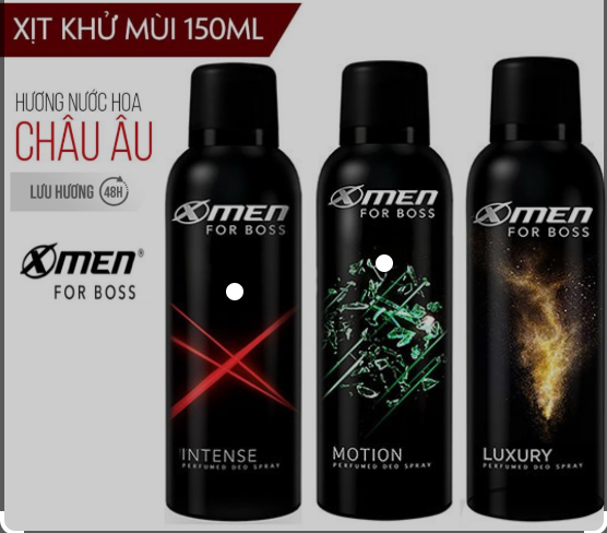 Xịt khử mùi X-Men for Boss Intense, Luxury, Motion 150ml