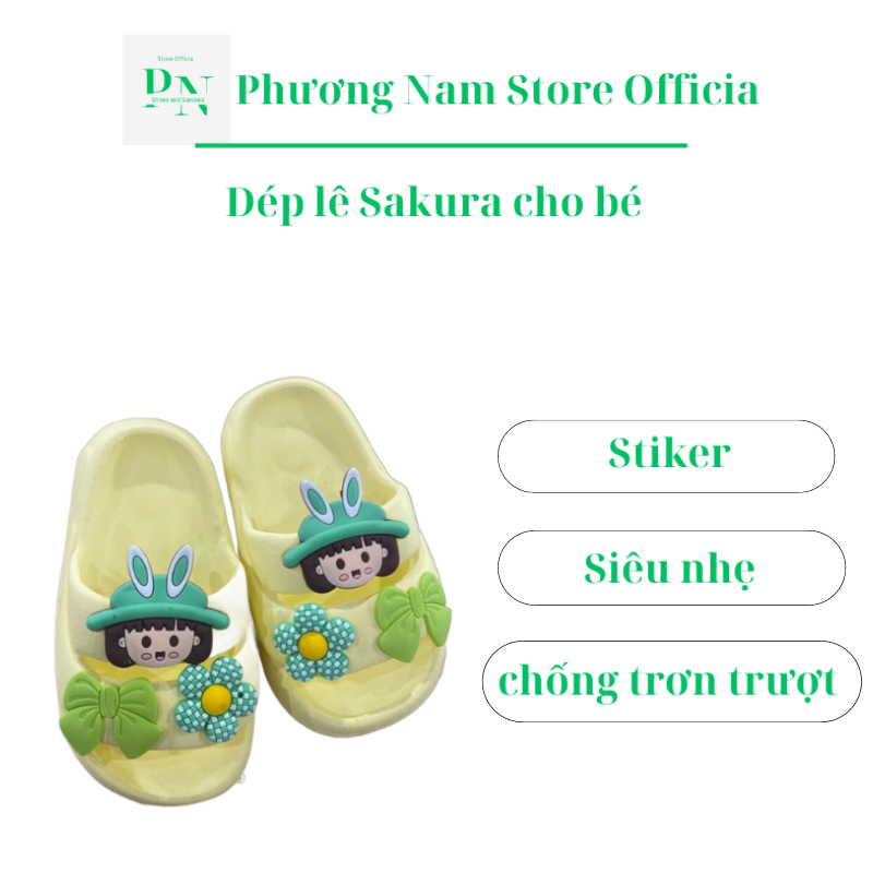 Dép lê cho bé gái, Dép Sakura stiker cho bé gái cực kỳ dễ thương size 26-35