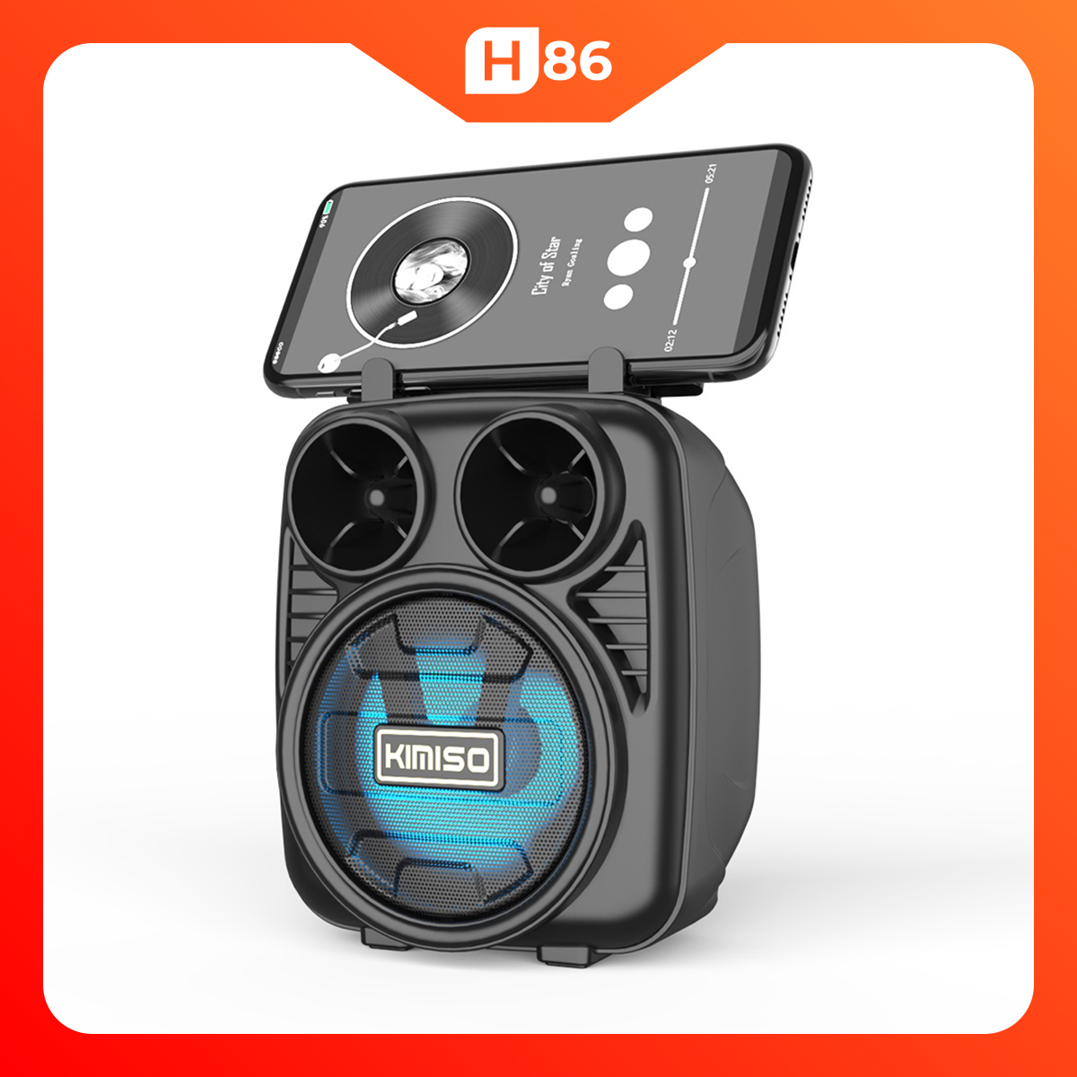 Loa bluetooth mini kimiso kms-1182 phiên bản cao cấp, thiết kế nhỏ gọn, kèm giá đỡ điện thoại, âm thanh sống động
