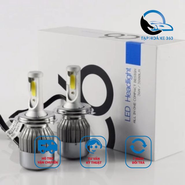 Bộ 2 đèn pha led 3 chân C6 H4-headlight 36w siêu sáng gắn xe máy và oto