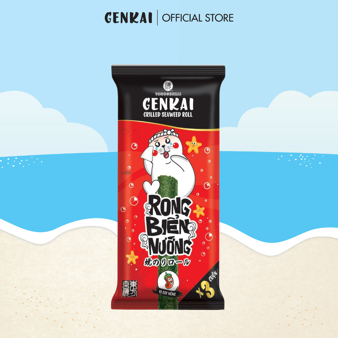 Snack Tảo Biển Nướng Cuộn GENKAI Vị Cay nóng 10.8g
(3.6g x 3 gói)