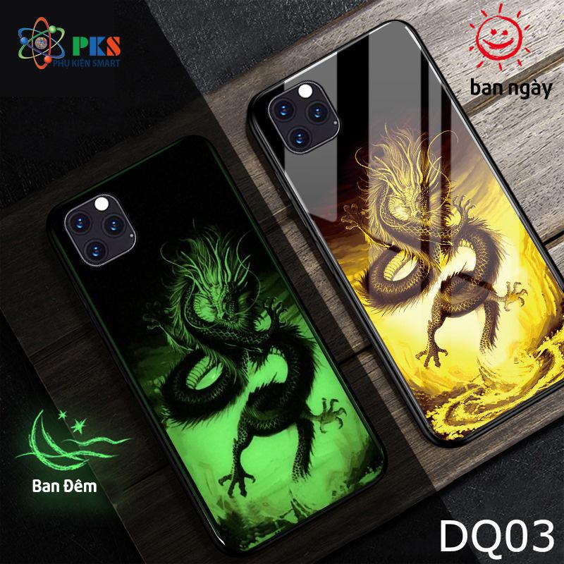 Ốp lưng iphone 11 / ip11 Pro / ip11 Pro Max hình rồng dạ quang mặt kính sáng bóng