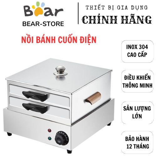 Máy làm bánh cuốn điện nồi tráng bánh cuốn inox cao cấp 3 Khay - 2 ngăn hấp năng suất cao dùng cho nhà hàng quán ăn