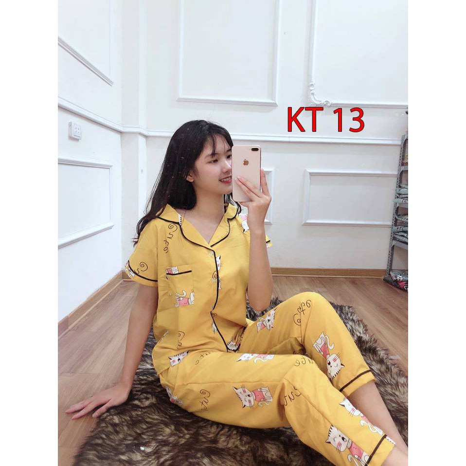 Bộ đồ pijama kate thái - tay cộc quần dài form 60-75kí