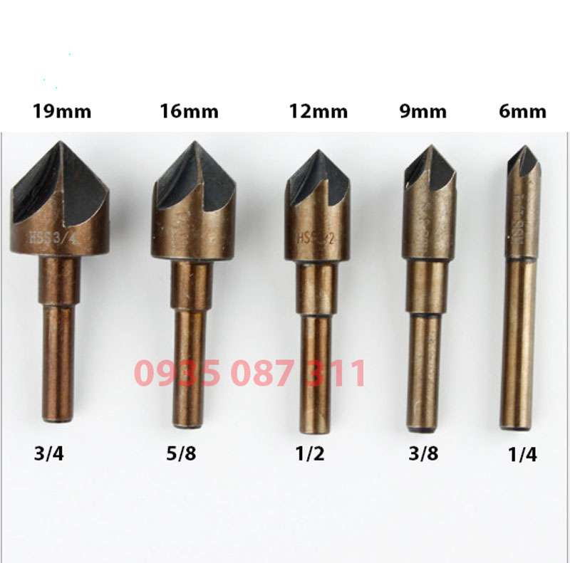 Bộ 5 mũi doa gỗ âm miệng lỗ bắt âm vít 5 lưỡi phay phủ 6-19mm