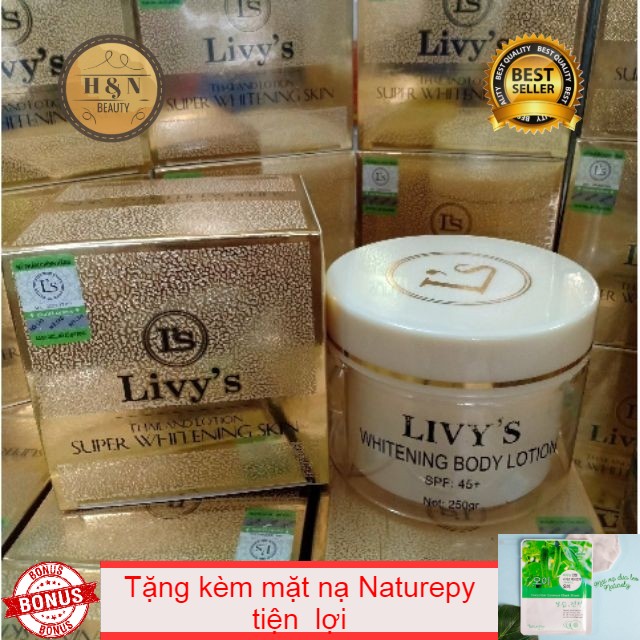 Kem body dưỡng trắng da livy’s thái lan 250gr (tặng mặt nạ innisfree/nature)