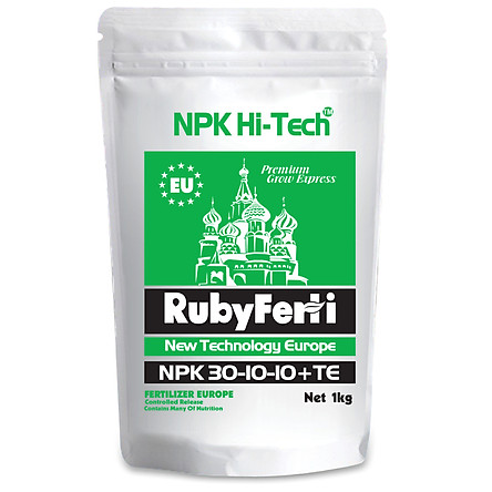 Phân bón NPK 30-10-10+TE Hi-Tech: RubyFerti(1kg) - Thuộc Tập Đoàn Phân Bón Con Cò Vàng