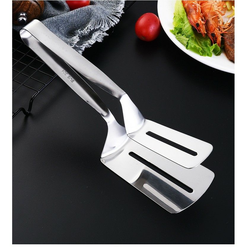 Kẹp gắp đồ ăn bằng inox ,chiên xẻng nướng ,gắp đồ nóng như bít tết, cá rán, thịt nướng