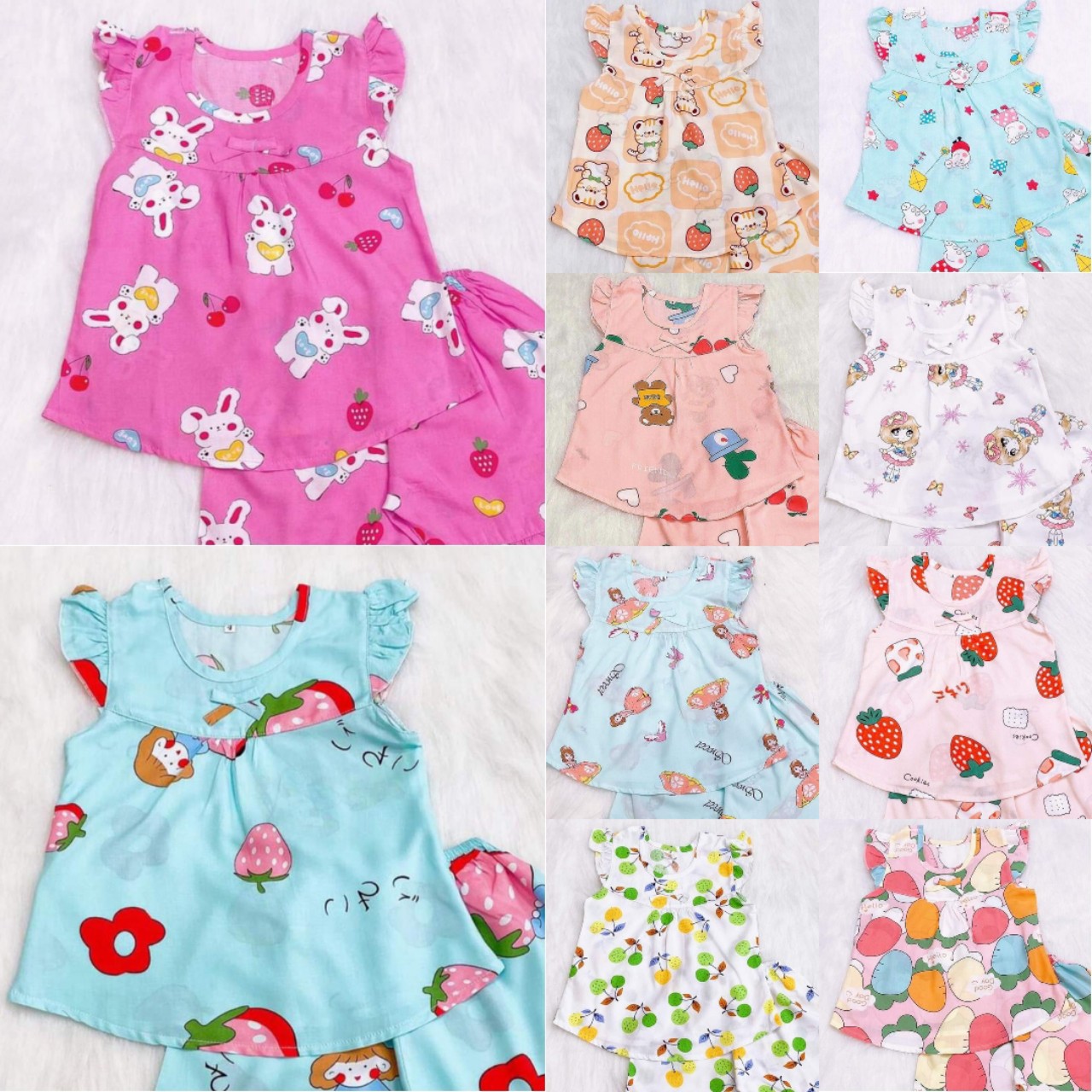 Baby Girl Clothes Set Combo 5 Sets for Baby Girls Made of Linen Fabric, Delivered in Many Colors, Many Bright Patterns, Not Identical to the Baby's 01 - 2