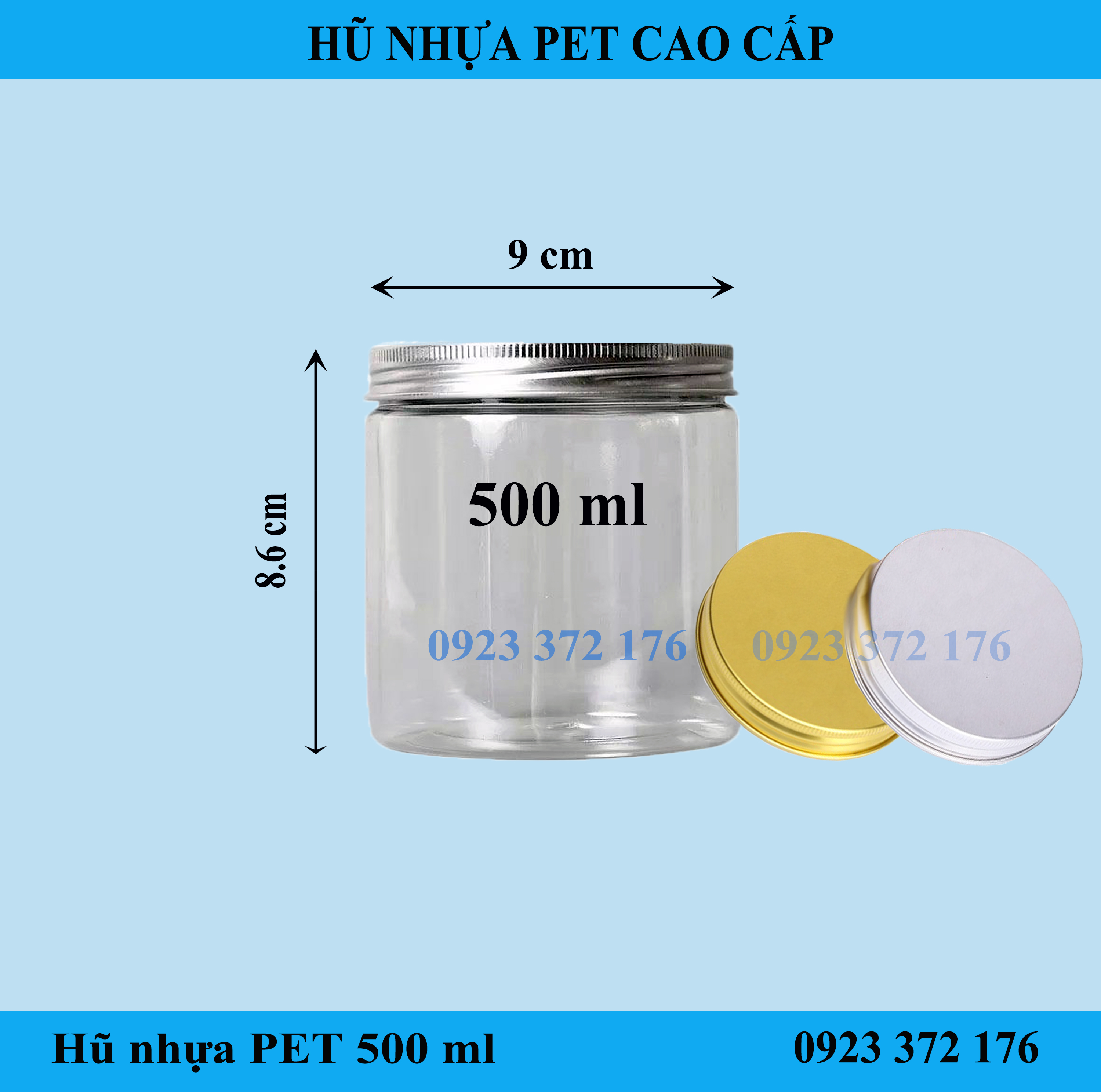 Combo 10 Hộp Hũ Nhựa PET Nắp Nhôm 500ml - Đựng Thực Phẩm Đồ Khô Ngũ Cốc