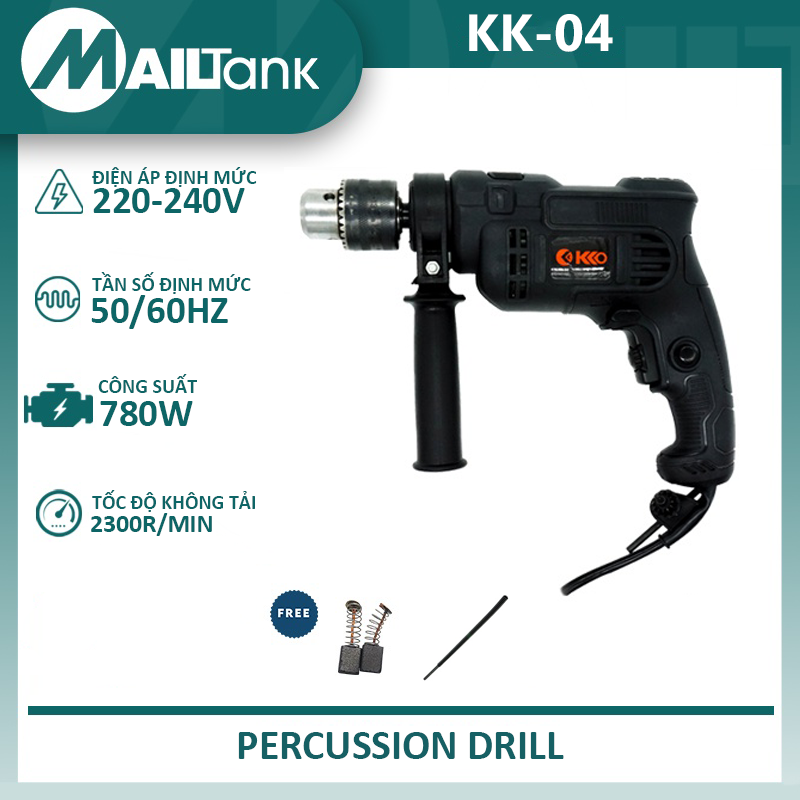 Máy khoan động lực kk04 780w, đầu khoan 13mm, có búa, động cơ dây đồng 100%