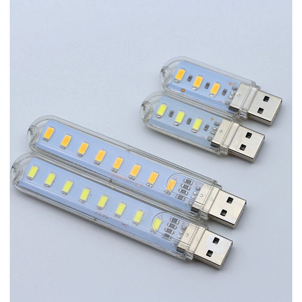 Đèn led usb trong suốt bóng siêu sáng 8 bóng - 24 bóng trắng | đèn led usb