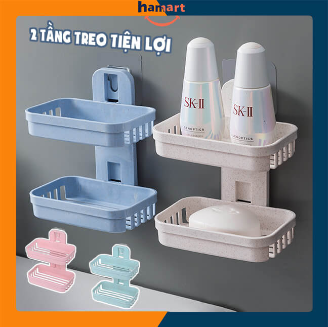 MỚI Khay Đựng Xà Bông Dán Tường 2 Tầng Hamart Giá Để Xà Phòng Nhựa Lúa Mạch Trang Nhã