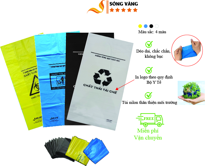 Túi đựng rác y tế 120L kích thước 90x110cm - Túi rác công nghiệp size đại