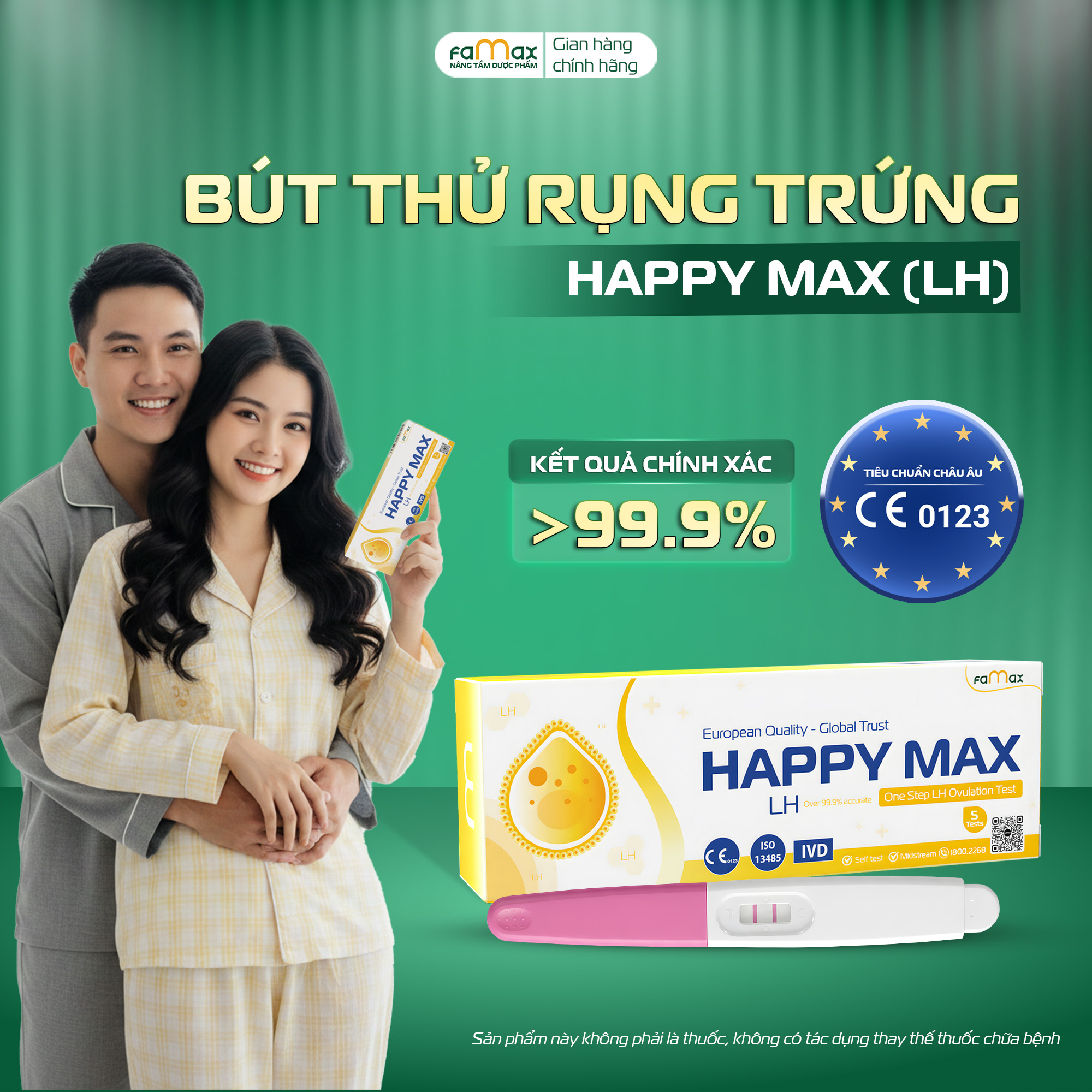 Bút thử rụng trứng Happy Max (LH) của Dược Famax, có bảo mật che tên sản phẩm
