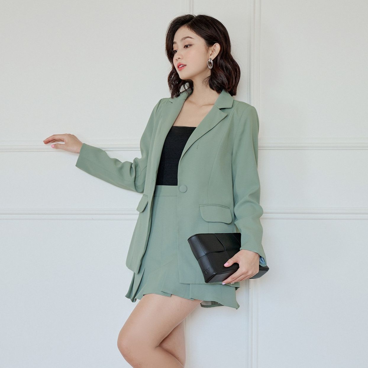 Olv - chân váy pear pleated skirt