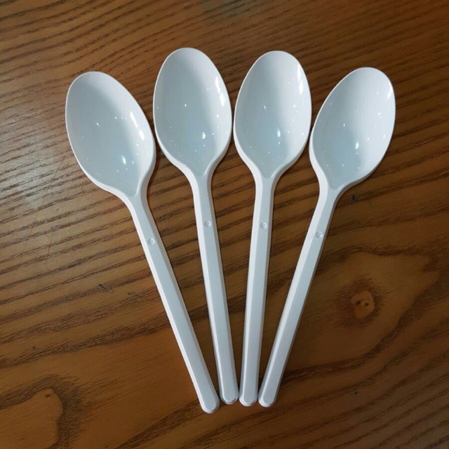 1 bịch (100 cái) muỗng nhựa dùng một lần, muỗng nhựa trắng cao cấp