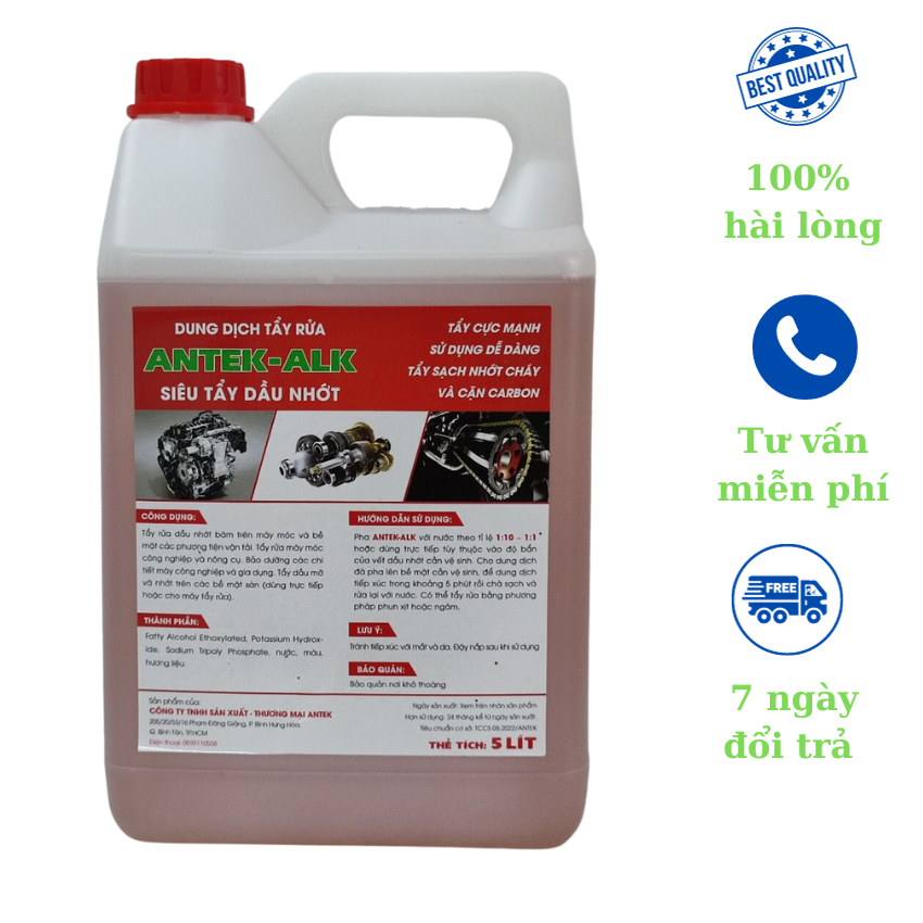 Dung dịch tẩy rửa dầu nhớt antek-alk 5 lít, tẩy lốc máy, đầu bò, khoang máy, vệ sinh nhông sên dĩa, máy móc thiết bị