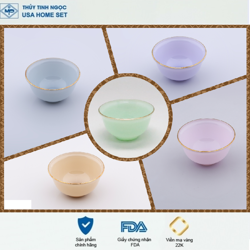 Bát chấm các màu viền vàng 22K Luxury Thủy Tinh Ngọc USA Home Set cao cấp, hàng nhập khẩu và phân phối độc quyền tại Việt Nam