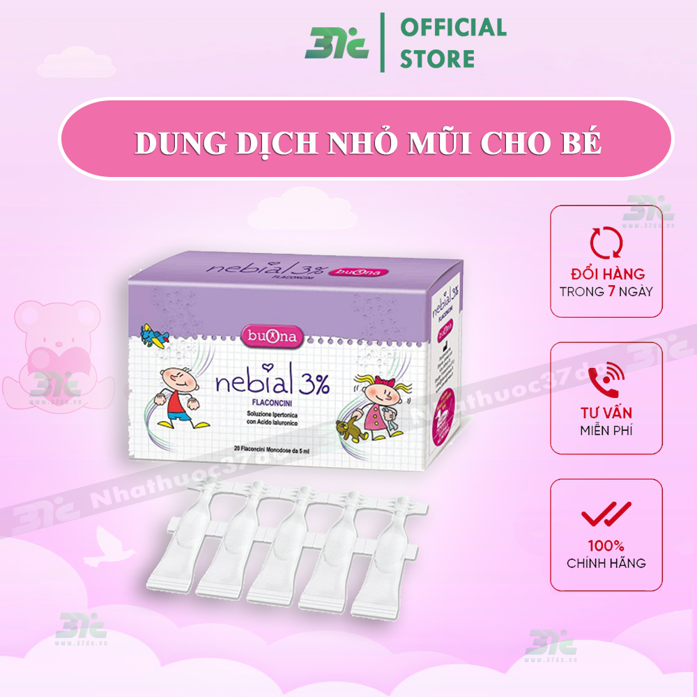 Nebial 3% ống – Dung dịch muối ưu trương nhỏ, rửa mũi cho bé