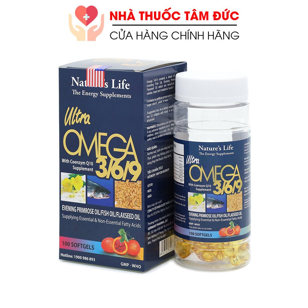 Viên dầu cá Omega 369 bổ não, sáng mắt, khỏe mạnh tim mạch cho người trên 6 tuổi - Chai 100 viên