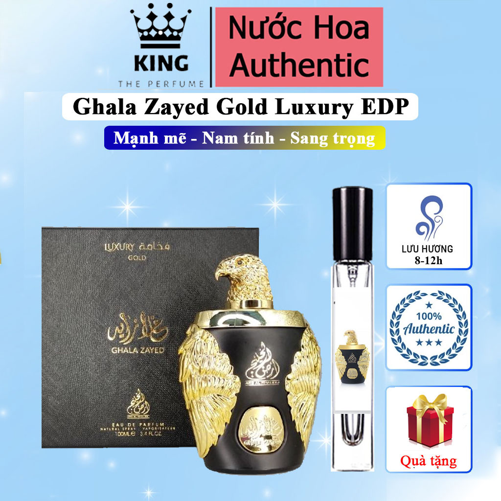 Nước hoa nam Ghala Zayed Luxury Gold/Đại bàng vàng - Hương Nam tính, Mạnh mẽ, Chai Chiết 5-10-20ml